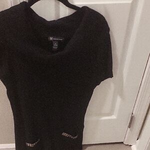 INC International Concepts Black Cowl Neck Sweater with Pocket Details